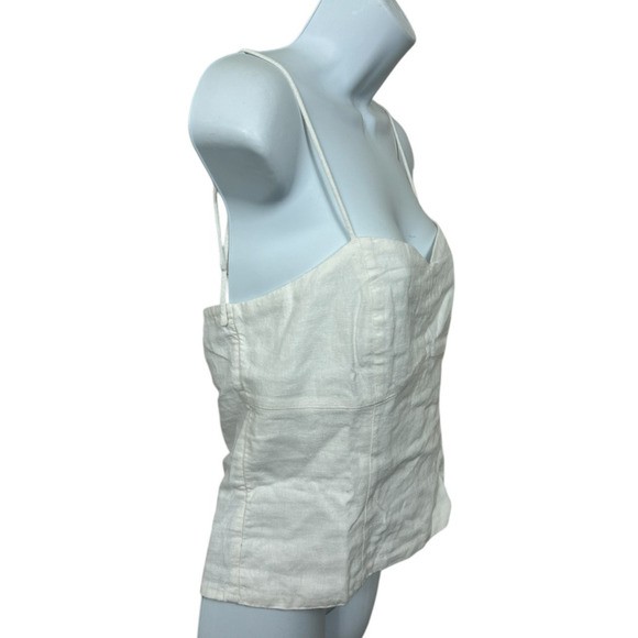 Old Navy White Bustier Linen Blend Tank Top Sz M Smocked Back Blouse New - Picture 6 of 7